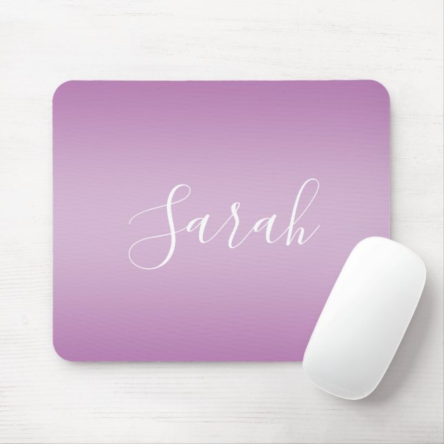 Editable Soft Mauve Ombre & White Text Script  Mouse Pad (With Mouse)