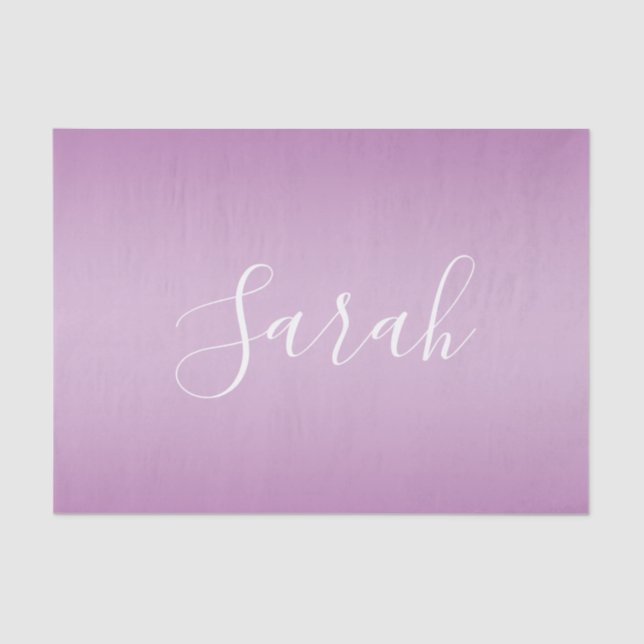Editable Soft Mauve Ombre & White Text Script  Tissue Paper (Front)