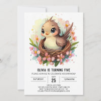 Editable Songbird Bird Birthday