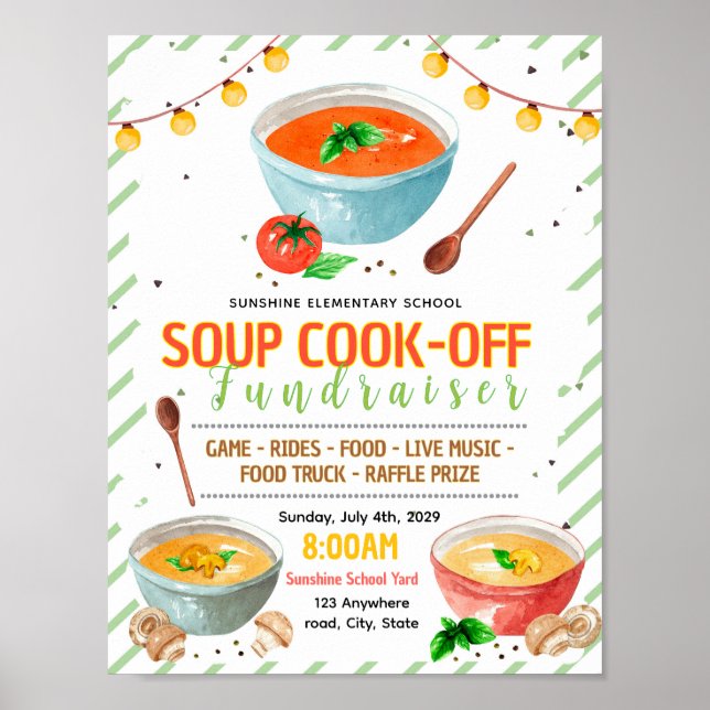 Editable soup cook-off fundraiser flyer poster (Front)