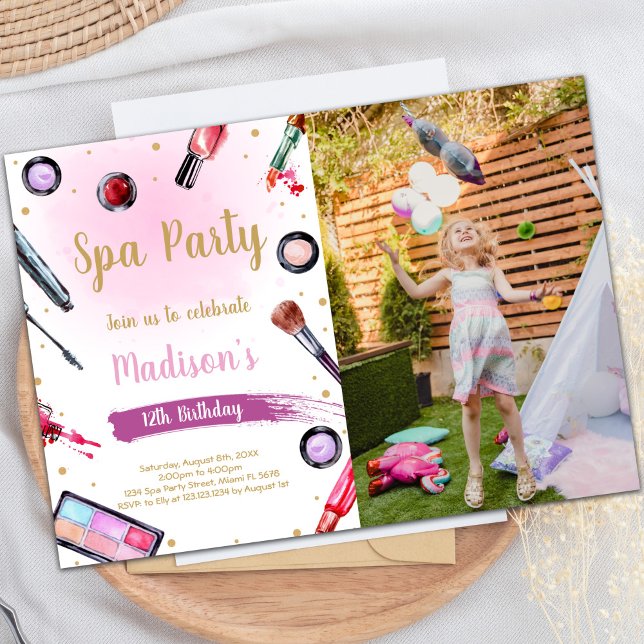 Editable Spa Birthday Invitation with Photo (Spa Birthday Invitations with photo)