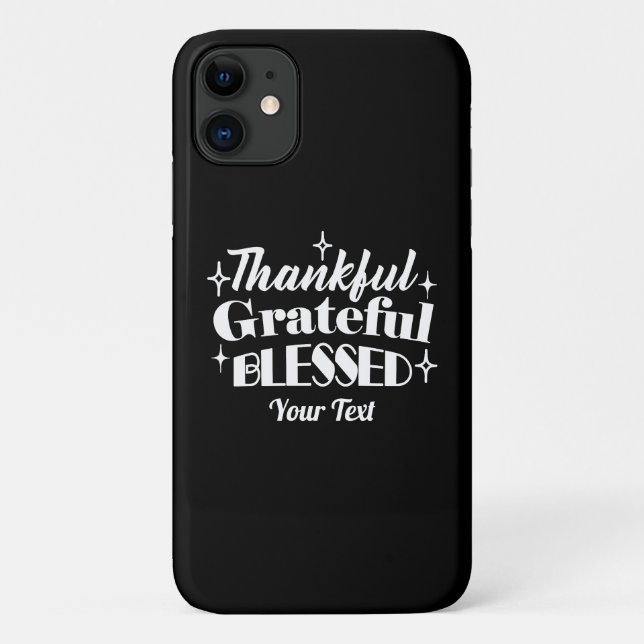 Editable Sparkling Thanksgiving Quote Design Case-Mate iPhone Case (Back)