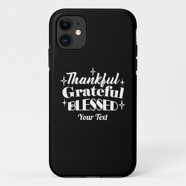 Editable Sparkling Thanksgiving Quote Design Case-Mate iPhone Case (Back)