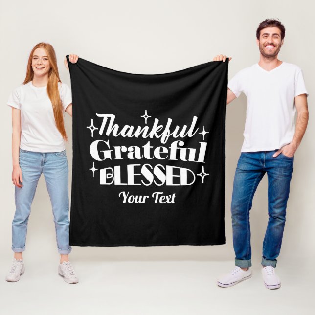 Editable Sparkling Thanksgiving Quote Design Fleece Blanket (In Situ)