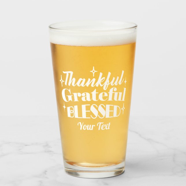 Editable Sparkling Thanksgiving Quote Design Glass (Front Filled)