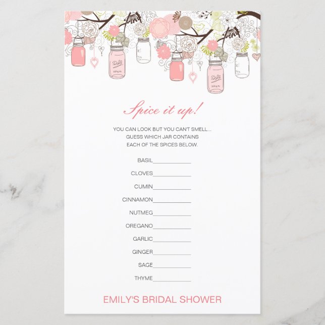 Editable Spice is Up, Name the Spice Bridal Shower (Front)