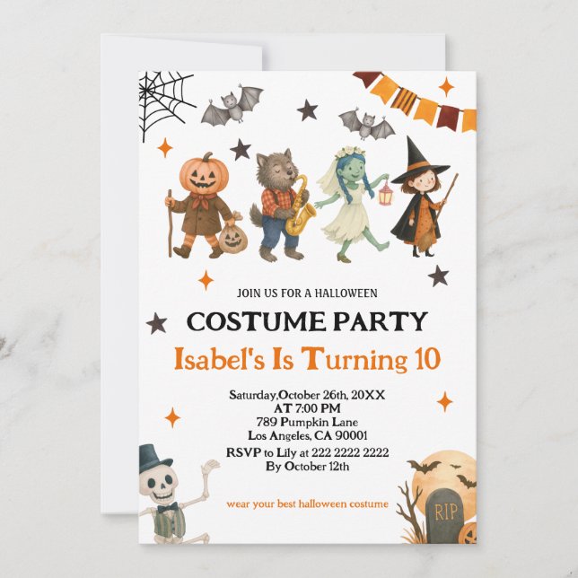 Editable Spooktacular Costume Party Halloween  Invitation (Front)