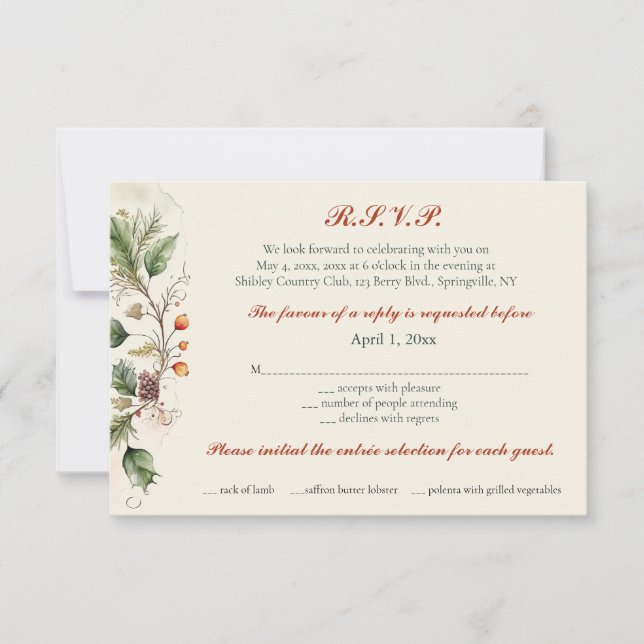Editable Spring Wreath RSVP Card (Front)