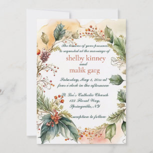 Editable Spring Wreath Wedding Invitation