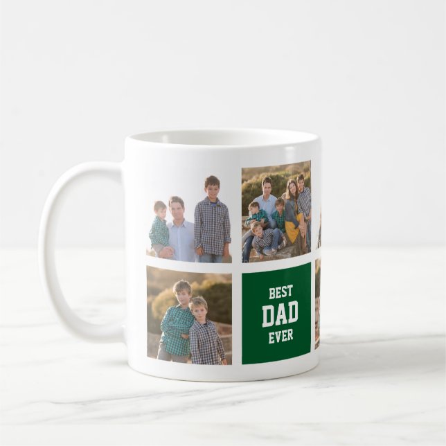 Editable Square Colour Varsity Best Dad Ever Photo Coffee Mug (Left)