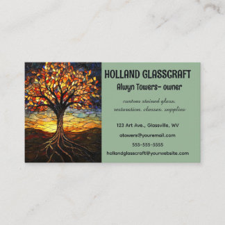 Editable Stained Glass Tree Business Card