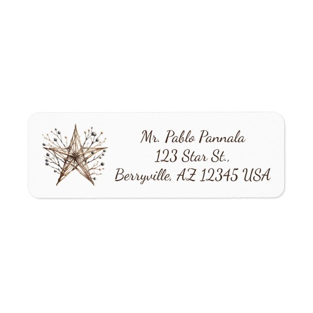 Editable Star and Berries Return Address (Front)