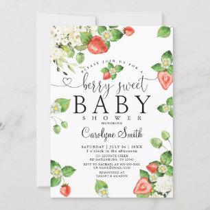 Editable Strawberry Berry Sweet Baby Shower Invitation