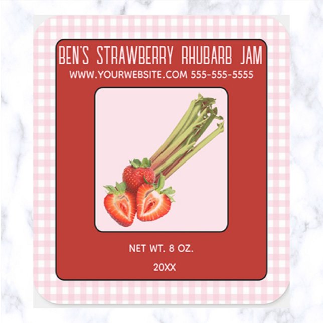 Editable Strawberry Rhubarb Jam Square Sticker (Creator Uploaded)
