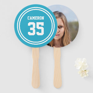 Editable Stripes and Background Colour Sporty Phot Hand Fan