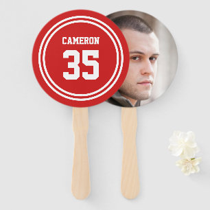 Editable Stripes and Background Colour Sporty Phot Hand Fan