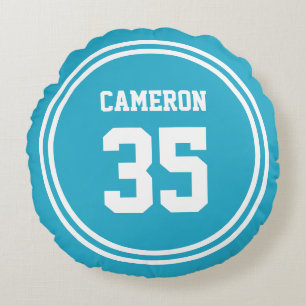 Editable Stripes and Background Colour Sporty Round Cushion