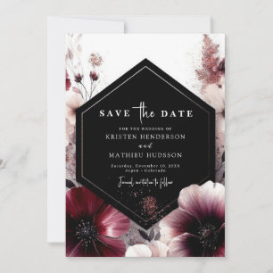 Editable Stylish Burgundy Wedding Save The Date