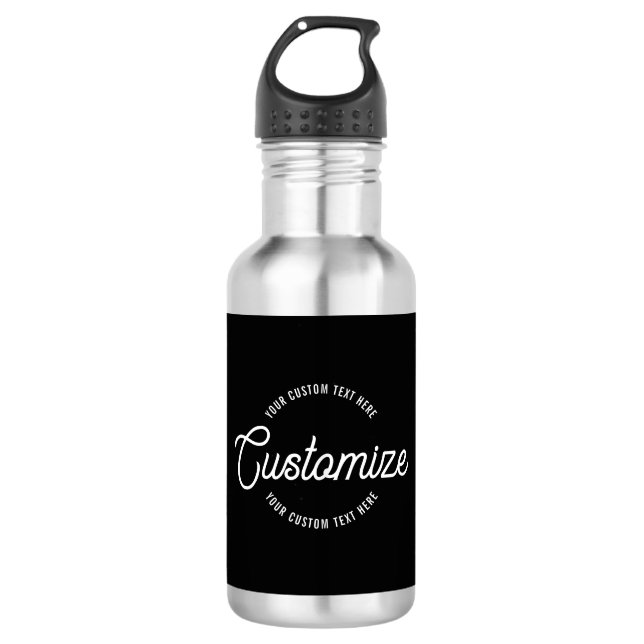 Editable Stylish Cursive & Modern Circular Text 532 Ml Water Bottle (Front)