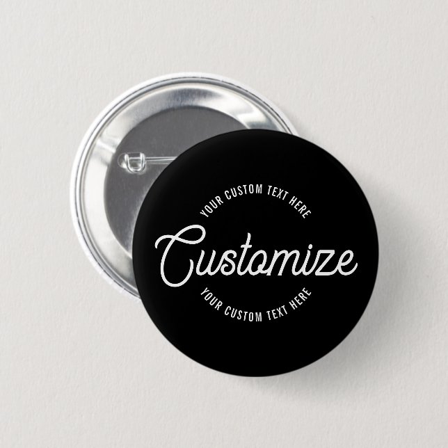 Editable Stylish Cursive & Modern Circular Text 6 Cm Round Badge (Front & Back)