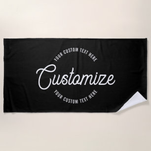 Editable Stylish Cursive & Modern Circular Text Beach Towel