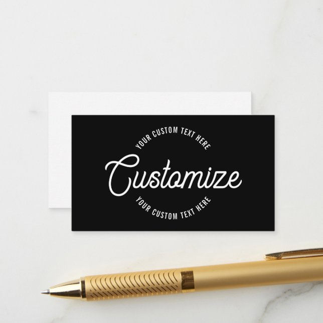 Editable Stylish Cursive & Modern Circular Text Enclosure Card (Front/Back In Situ)