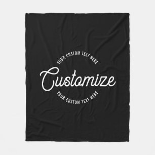 Editable Stylish Cursive & Modern Circular Text Fleece Blanket
