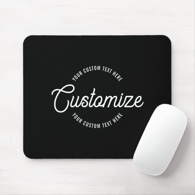 Editable Stylish Cursive & Modern Circular Text Mouse Pad (With Mouse)