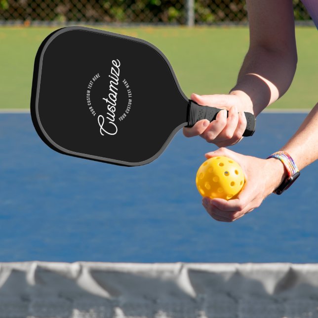Editable Stylish Cursive & Modern Circular Text Pickleball Paddle (Insitu)