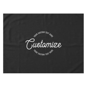 Editable Stylish Cursive & Modern Circular Text Tablecloth