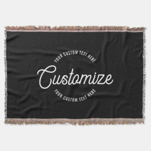 Editable Stylish Cursive & Modern Circular Text Throw Blanket