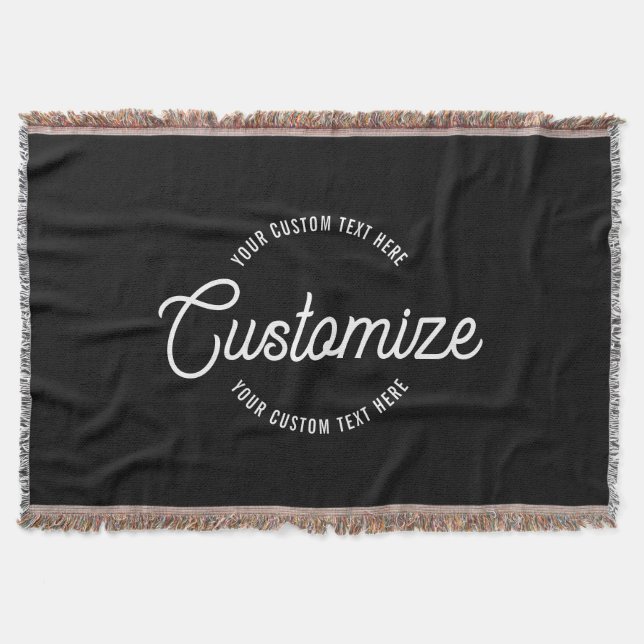 Editable Stylish Cursive & Modern Circular Text Throw Blanket (Front)