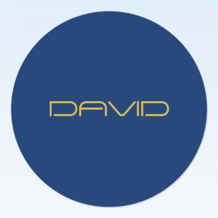 Editable Stylish Text   Gold & Navy Blue Classic Round Sticker