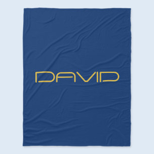 Editable Stylish Text Gold & Navy Blue Fleece Blanket