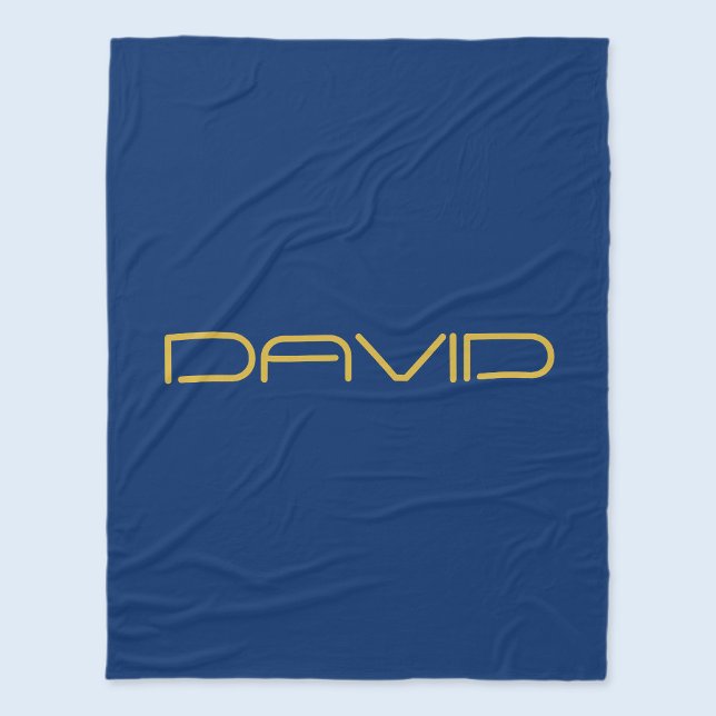 Editable Stylish Text | Gold & Navy Blue Fleece Blanket (Creator Uploaded)