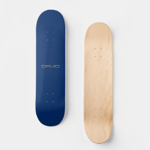 Editable Stylish Text Gold & Navy Blue Skateboard
