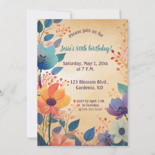 Editable Summer Blossoms Invitation