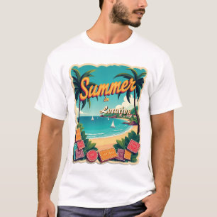 Editable Summer Destination with Travel Stamps T-Shirt