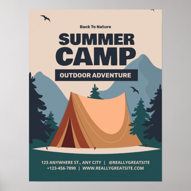 Editable Summer Fun Camp, Back To Nature Camp Poster (Front)