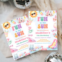 Editable Summer Fun In The Sun Birthday Party