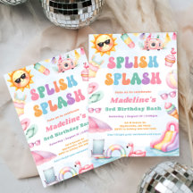 Editable Summer Splish Splash 3rd Birthday Party