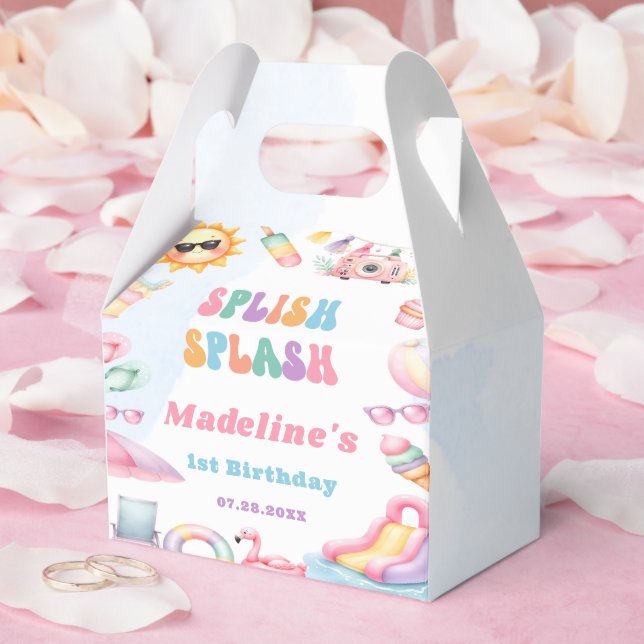 Editable Summer Splish Splash Birthday Party Favour Box (Wedding)