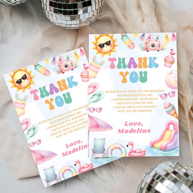 Editable Summer Waterslide Birthday Party Thank You Card (Creator Uploaded)