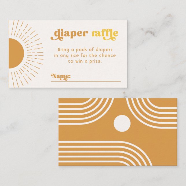 Editable Sun Diaper Raffle Card (Front/Back)