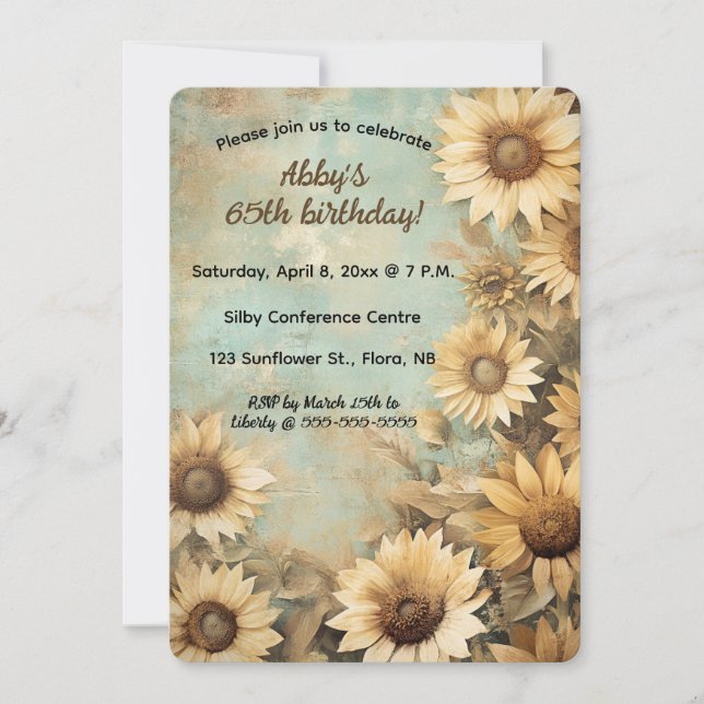 Editable Sunflower Birthday Invitation (Front)