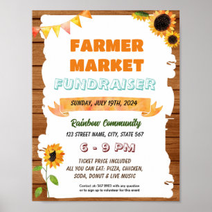 Editable sunflower farmer market event flyer poster