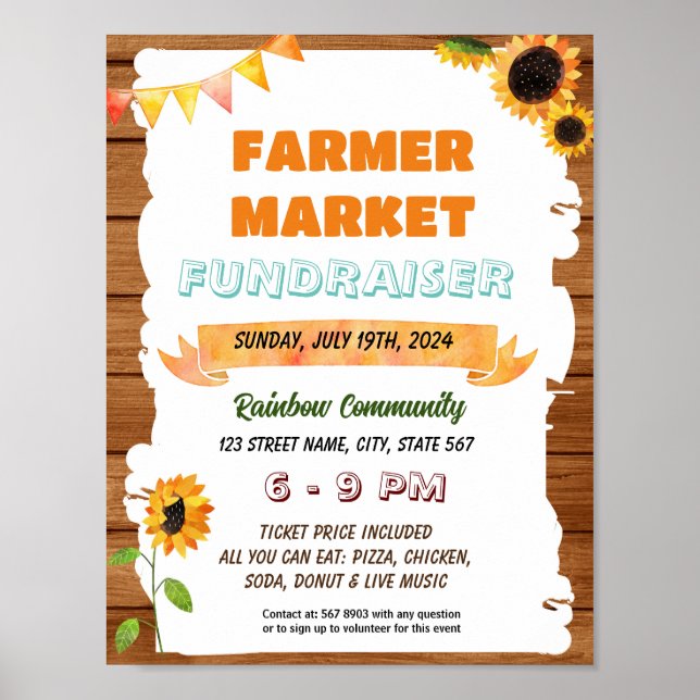 Editable sunflower farmer market event flyer  poster (Front)