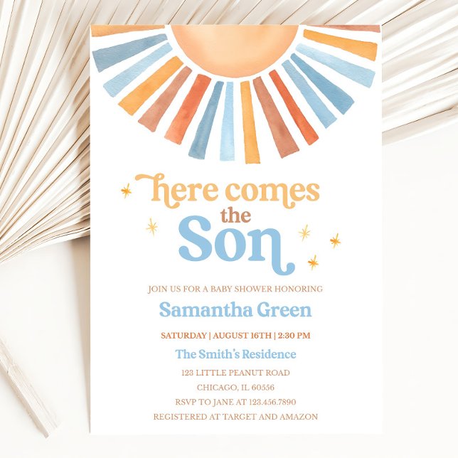 Editable Sunshine Baby Shower Invitation Here Come (Creator Uploaded)