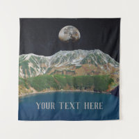 Editable Surreal Lake & Moon Tapestry