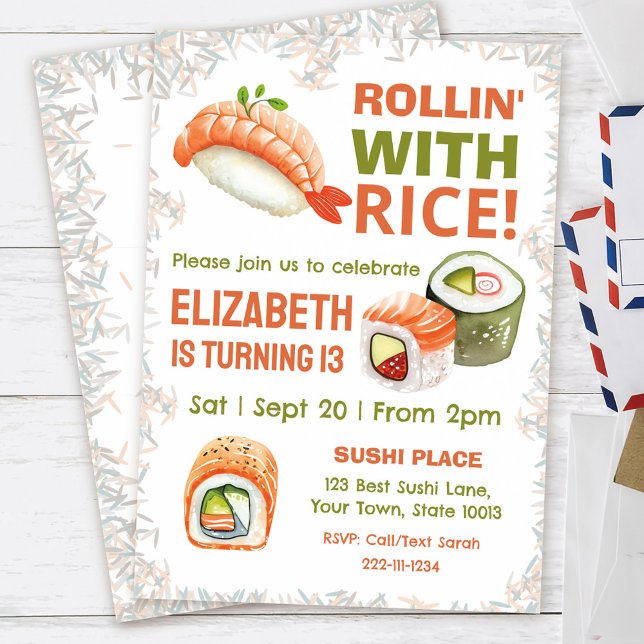 Editable Sushi Birthday Party Invitation (Creator Uploaded)